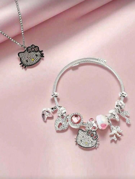 Baby Hello Kitty Necklace And Bracelet Set